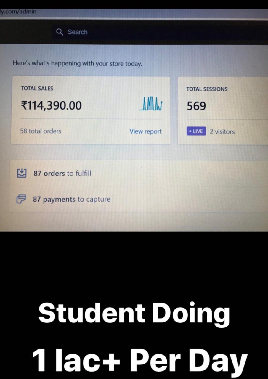 Student doing 1 lakh rupees per day dashboard