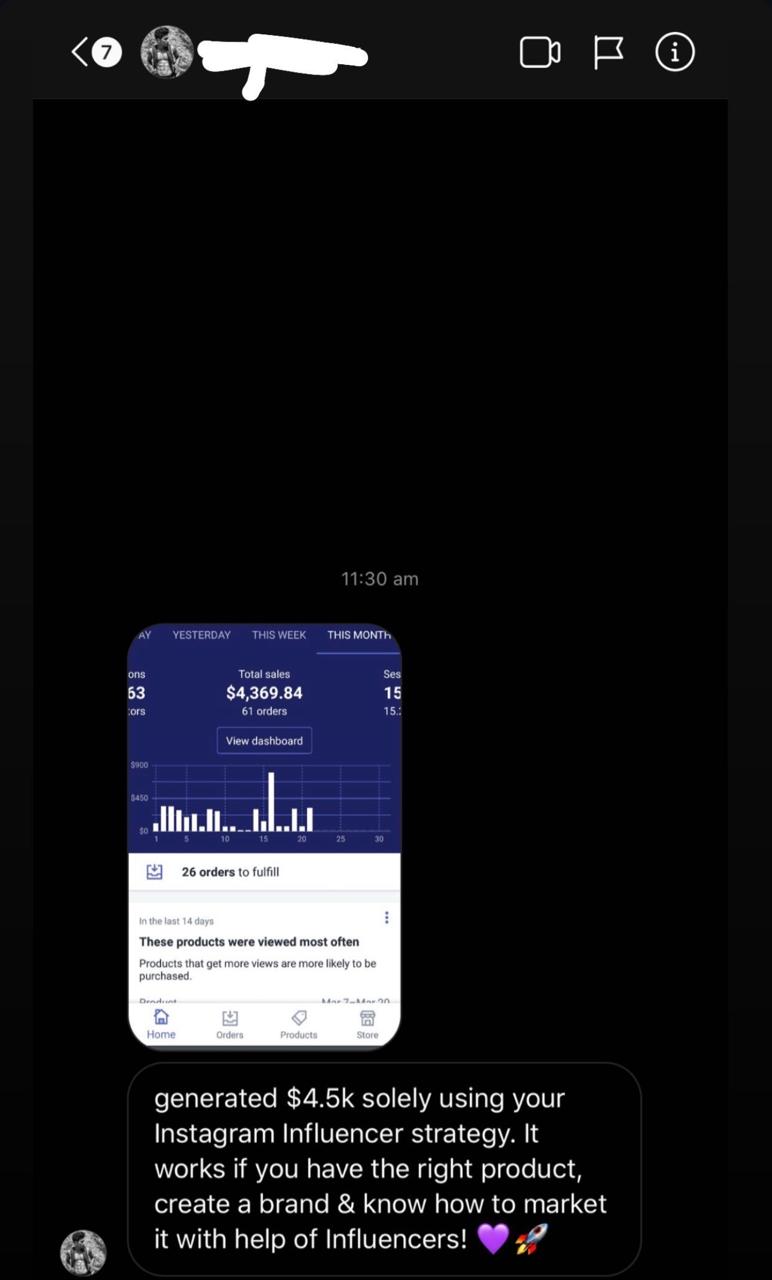 Instagram DM: $4.5k using Instagram influencer strategy